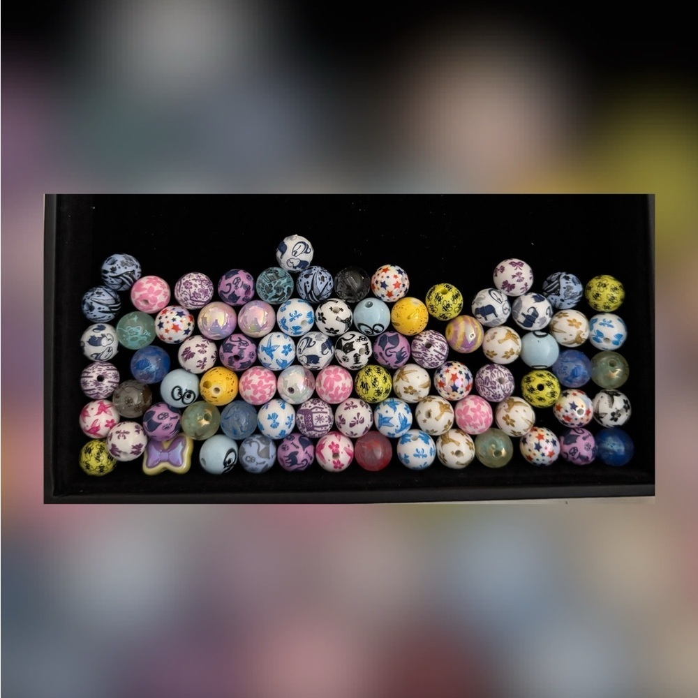 CRAFTING - Colorful Printed Beads - 75 beads 6oz